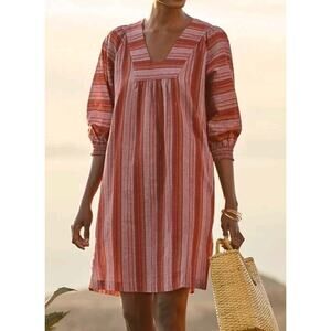 Garnet Hill Shimmering Gauze Dress Women's Size Medium Organic Cotton